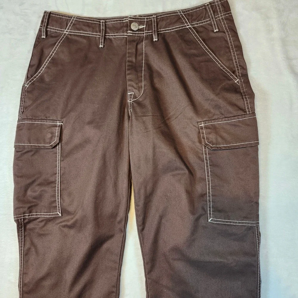 True Religion Cargo Pants Mens 34 Brown Excellent Contrast Stitch Horseshoe‎